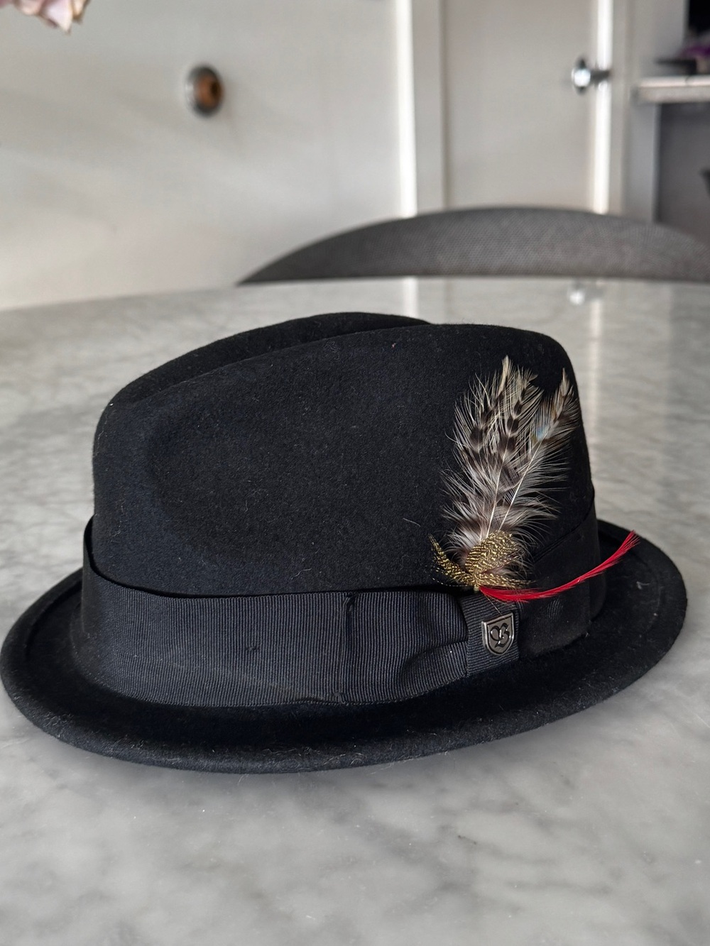 Brixton Hat Fedora Large Black Feather